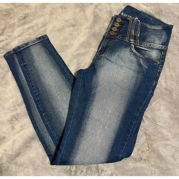 L’Square Denim - NWOT L’Square SZ 9 Long Pants Jeans Distressed High Button Stretch